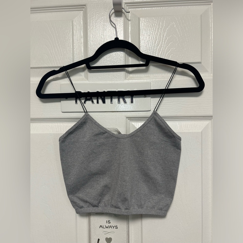 Free People Intimately NWOT Grey M/L Heathered Cami Strapless Crop